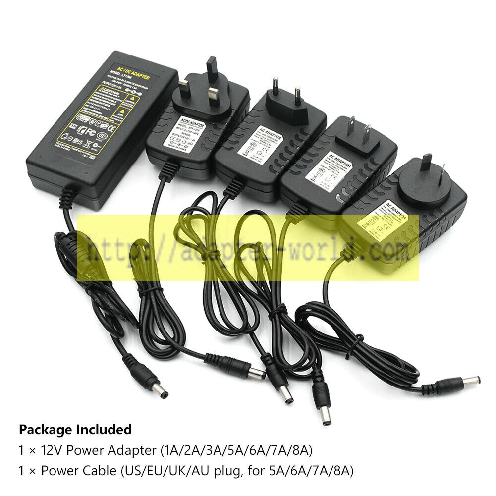 *Brand NEW* 12V 1A-8A Output 87B 100-240V AC to DC Power Supply Charger Transformer Adapter Power Supply